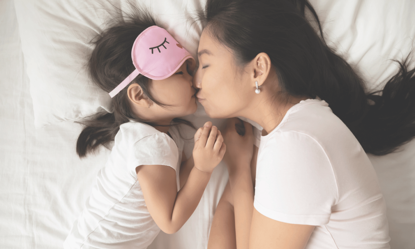 mom and daughter getting ready to sleep